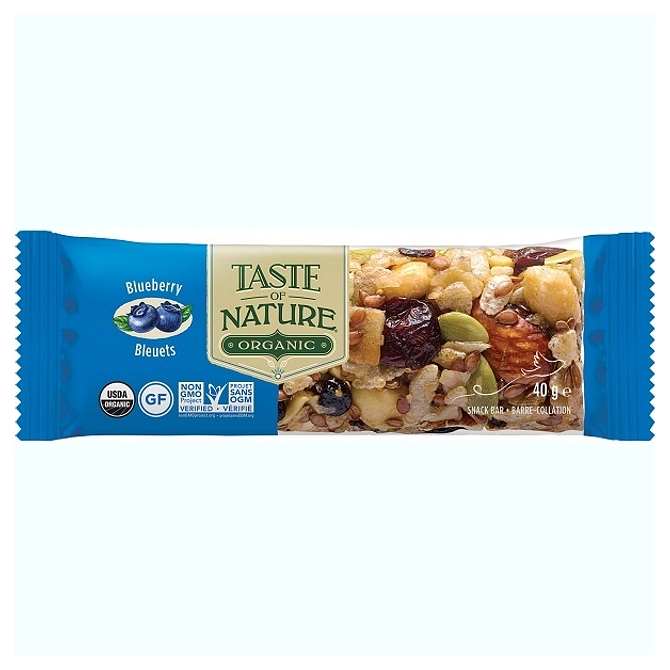 Taste Of Nature Barretta Ai Mirtilli Bio Vegan Ad Alto Contenuto Di Fibre 40 G