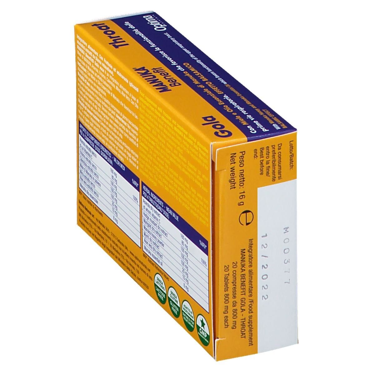 MANUKA BENEFIT GOLA THROAT 20 COMPRESSE MASTICABILI