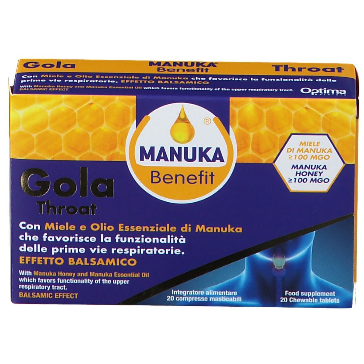 MANUKA BENEFIT GOLA THROAT 20 COMPRESSE MASTICABILI