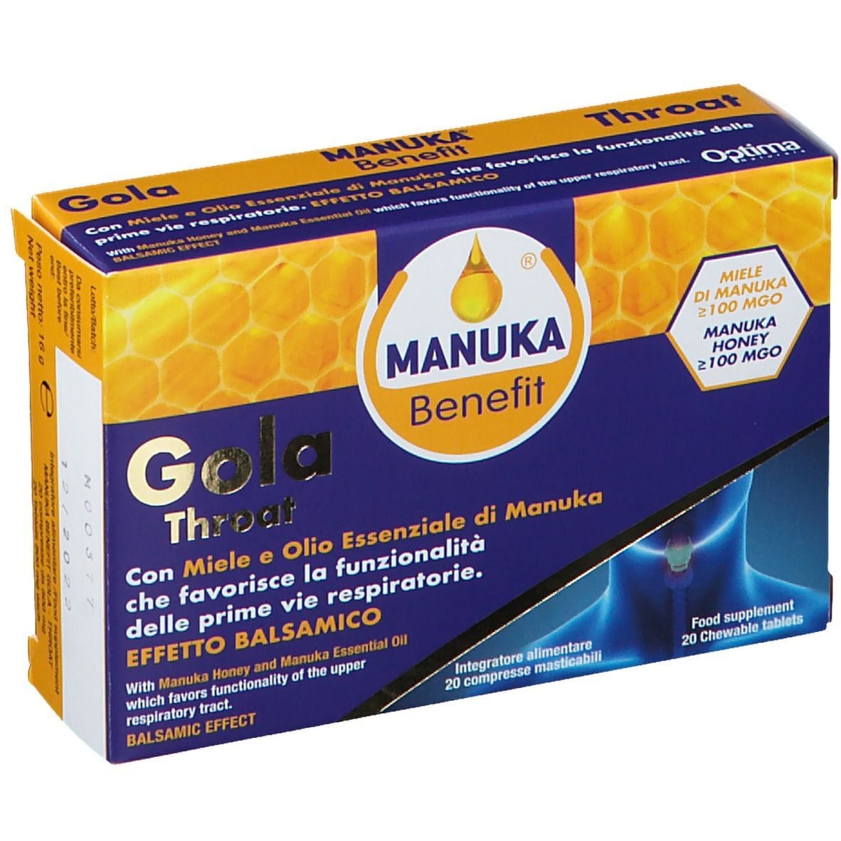 MANUKA BENEFIT GOLA THROAT 20 COMPRESSE MASTICABILI