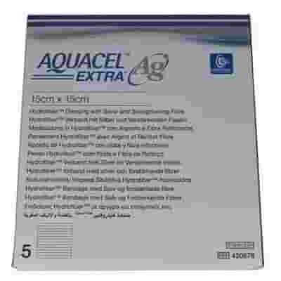 MEDICAZIONE IN HYDROFIBER E IONI ARGENTO INTESSUTA IN LYOCELL AQUACEL AG EXTRA DRS 15X15CM 5 PEZZI