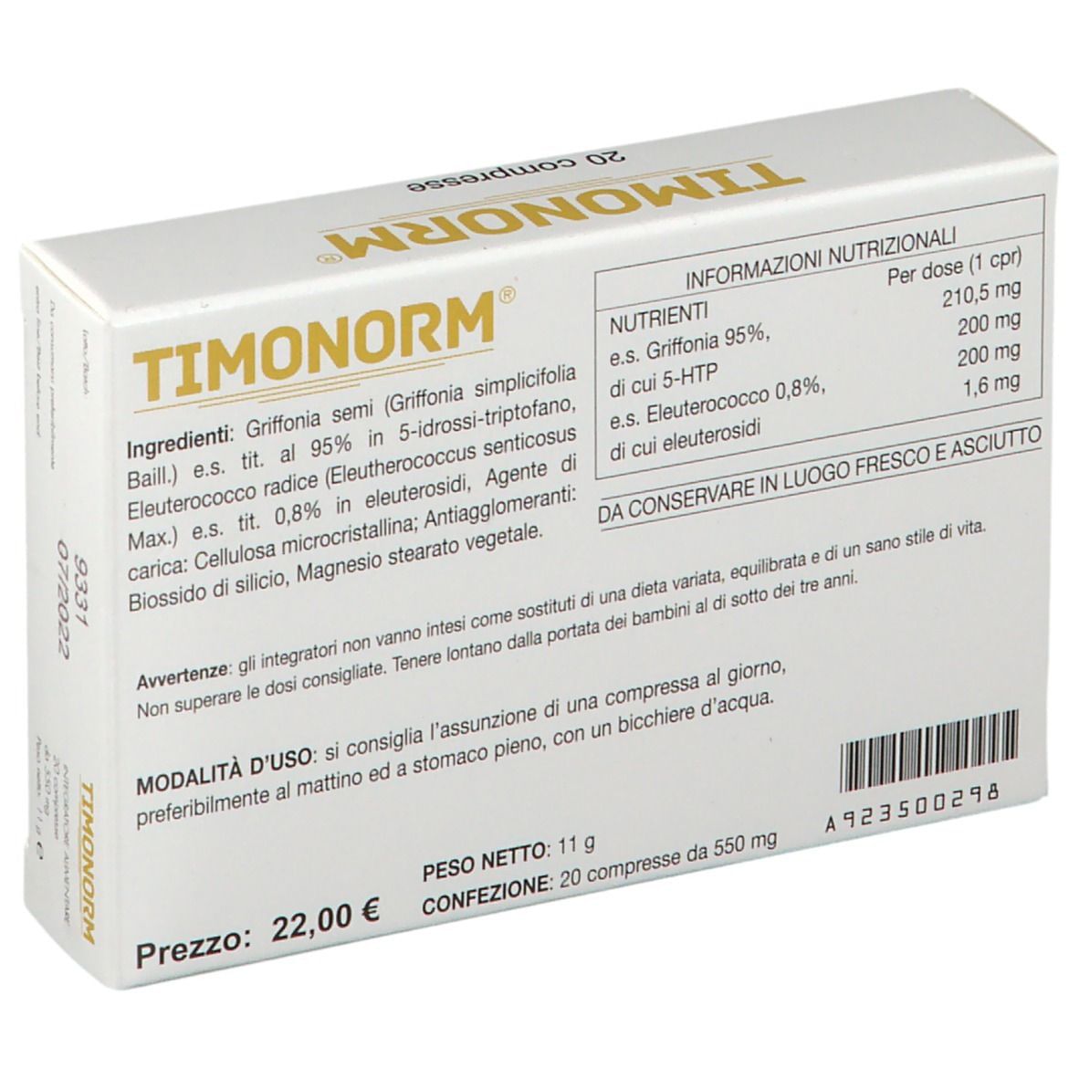 TIMONORM 20 COMPRESSE ASTUCCIO 11 G