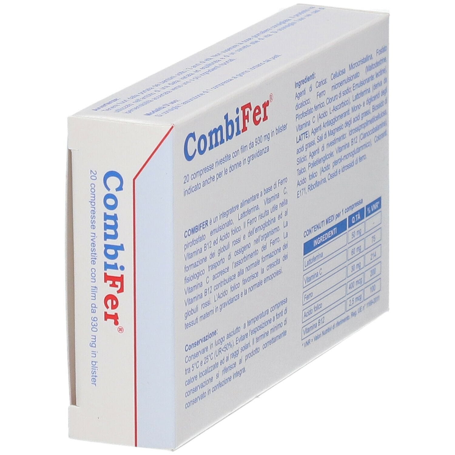 Integratore di ferro Combifer, 20 compresse per l'energia