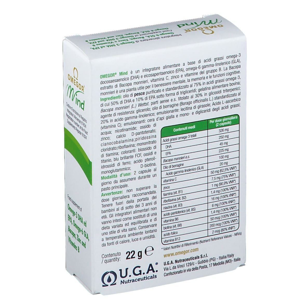 Integratore Omegor Mind per memoria e cognitività, 30 capsule