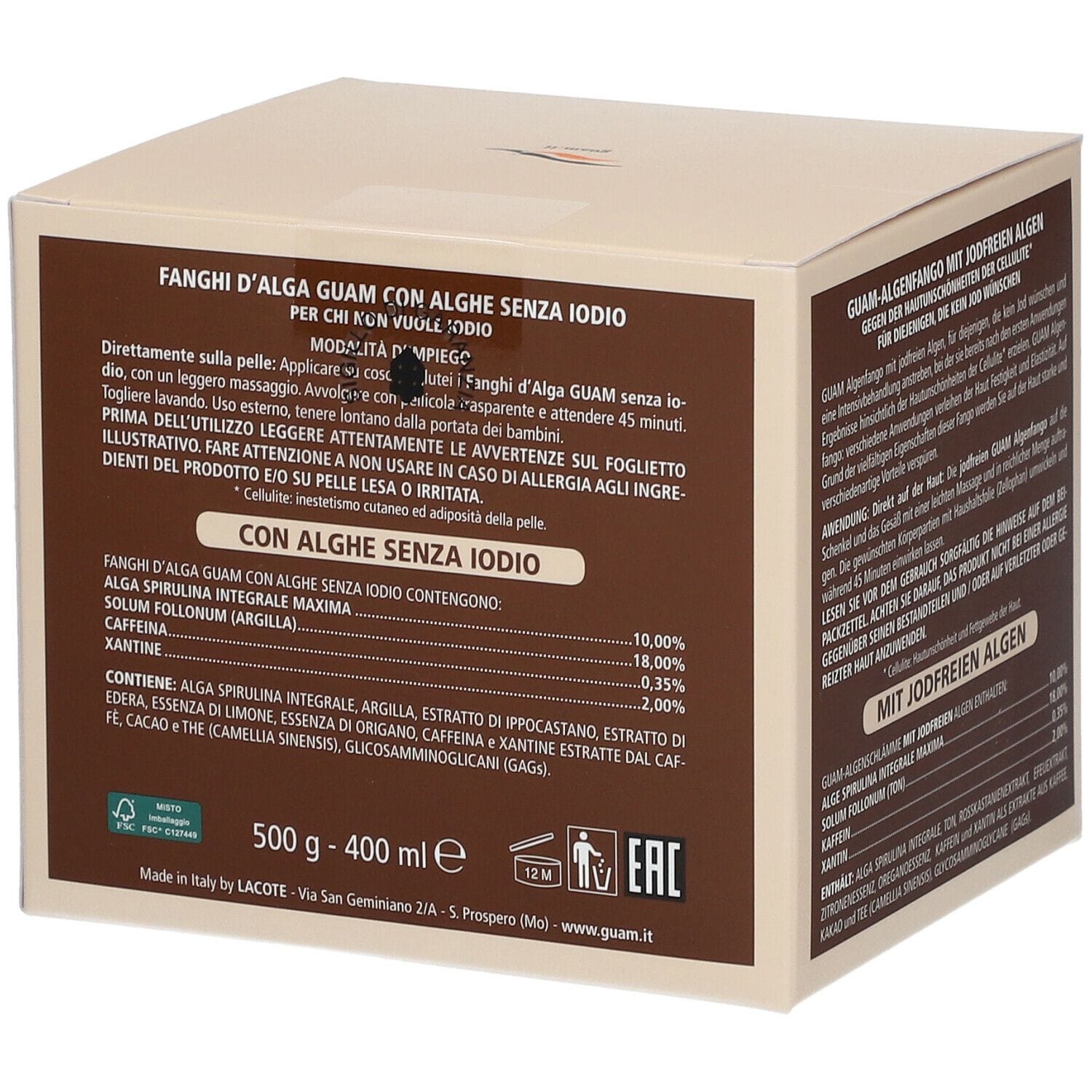 Fanghi d'alga Guam No Iodio snellenti anticellulite 500g