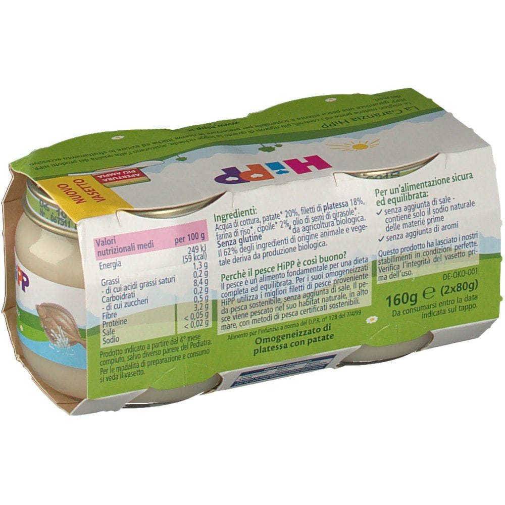 HIPP OMOGENEIZZATO PLATESSA CON PATATE 2X80 G