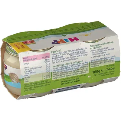 HIPP OMOGENEIZZATO PLATESSA CON PATATE 2X80 G HIPP OMOGENEIZZATO PLATESSA CON PATATE 2X80 G