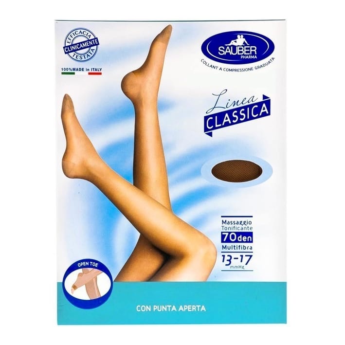 Sauber Gambaletto Open Toe Maglia Microrete 70 Den Colore Medio Taglia 4 Linea Classica