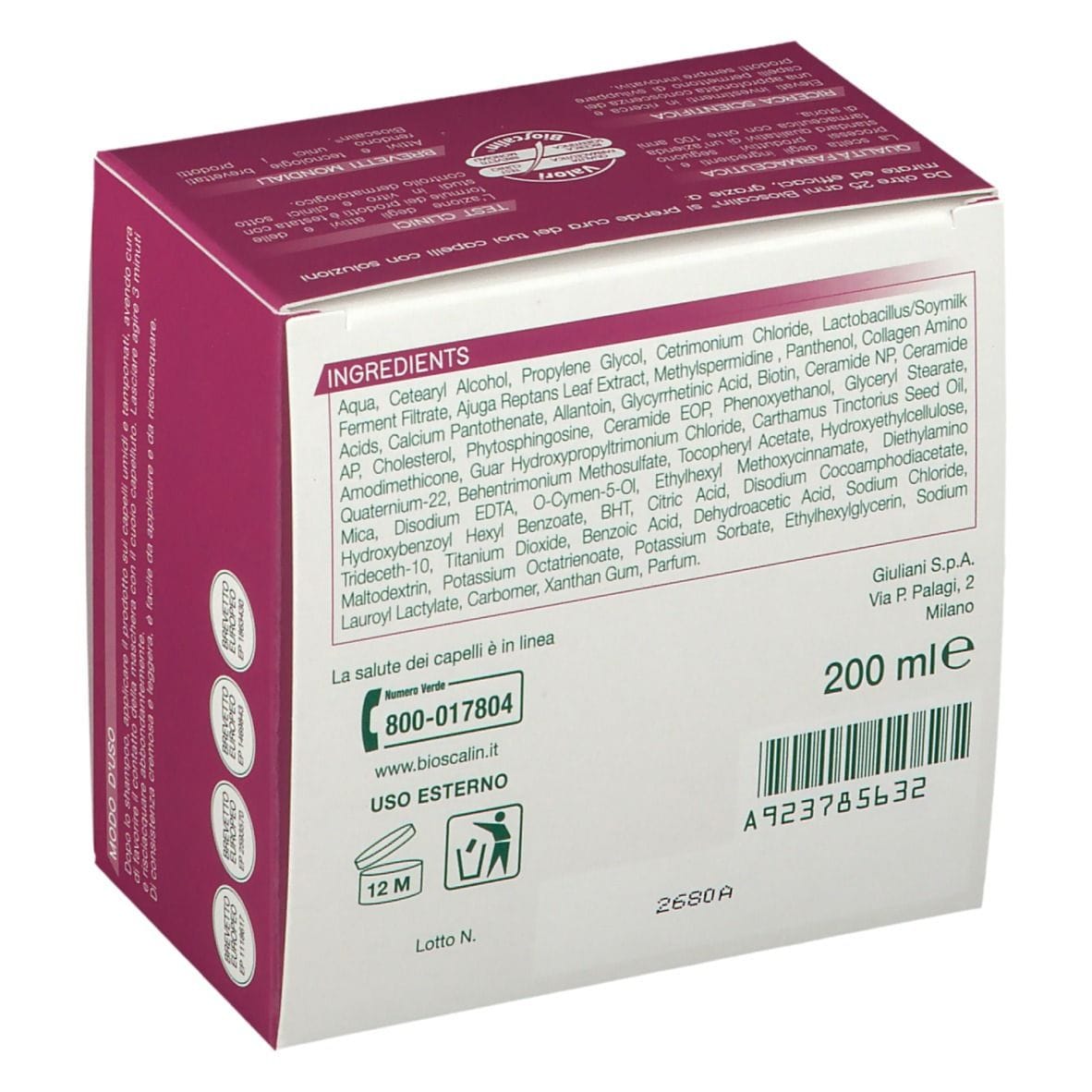BIOSCALIN TRICOAGE MASCHERA RINFORZANTE ANTIETA' 200 ML