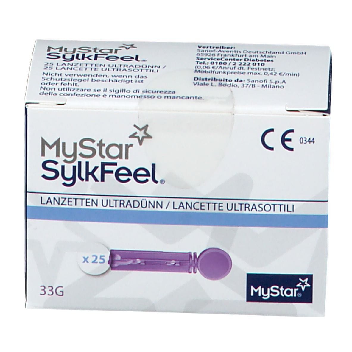 LANCETTE PUNGIDITO MYSTAR SYLKFEEL LANCETS 33 GAUGE 25 PEZZI