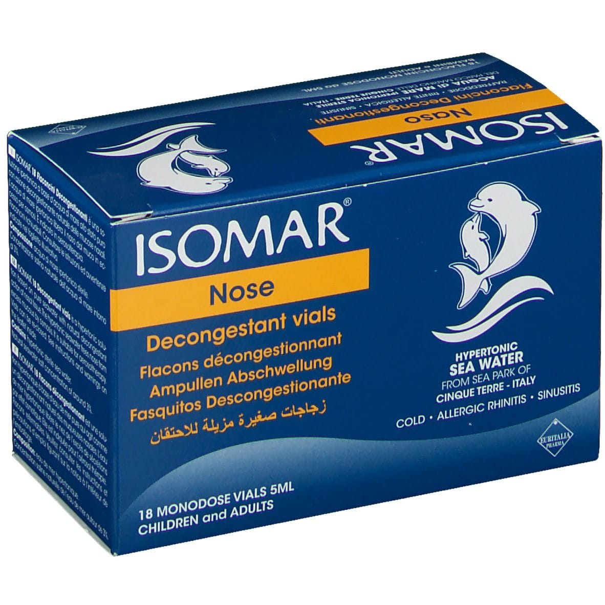 ISOMAR SOLUZIONE IPERTONICA ACQUA MARE 18 FLACONCINI MONODOSE 5 ML