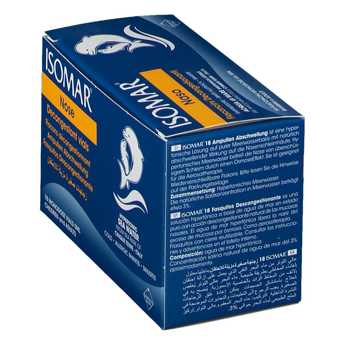 ISOMAR SOLUZIONE IPERTONICA ACQUA MARE 18 FLACONCINI MONODOSE 5 ML