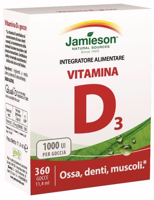 JAMIESON VITAMINA D3 2000 UI GOCCE 11,4 ML SENZA GLUTINE NATURALMENTE PRIVO DI LATTOSIO