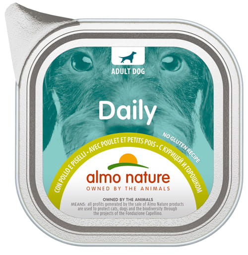 Alimento umido Daily Menu Dogs con pollo e piselli 100g
