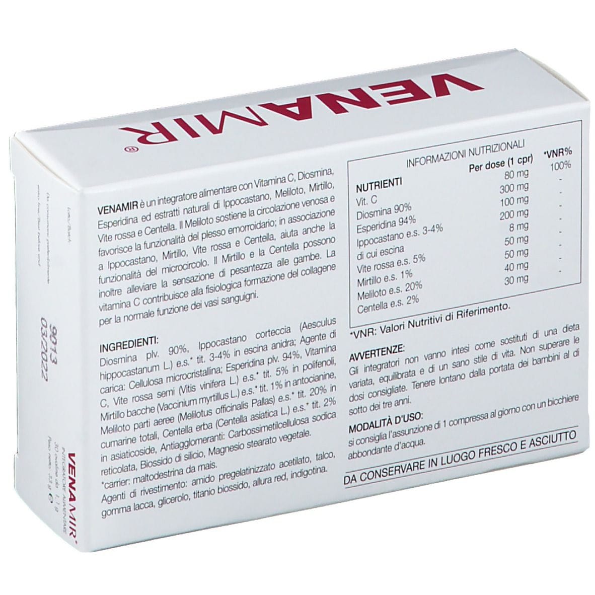 Integratore Venamir per gambe pesanti, 30 ovaline