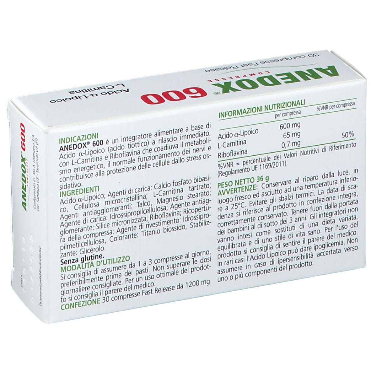 ANEDOX 600 30 COMPRESSE