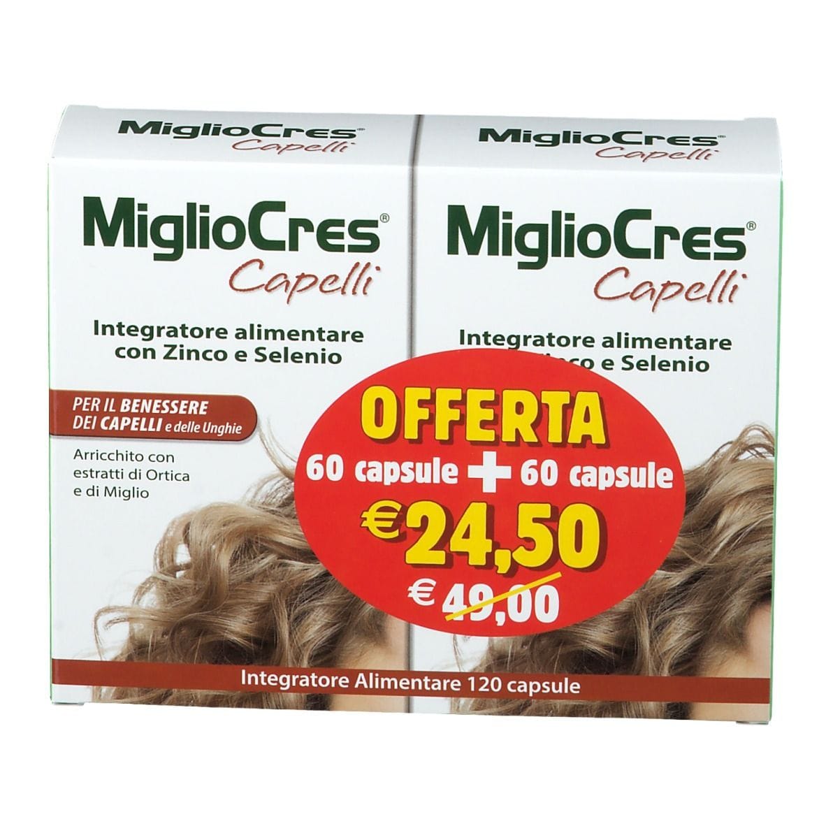 MIGLIOCRES CAPELLI 60 CAPSULE + 60 CAPSULE PROMOZIONE