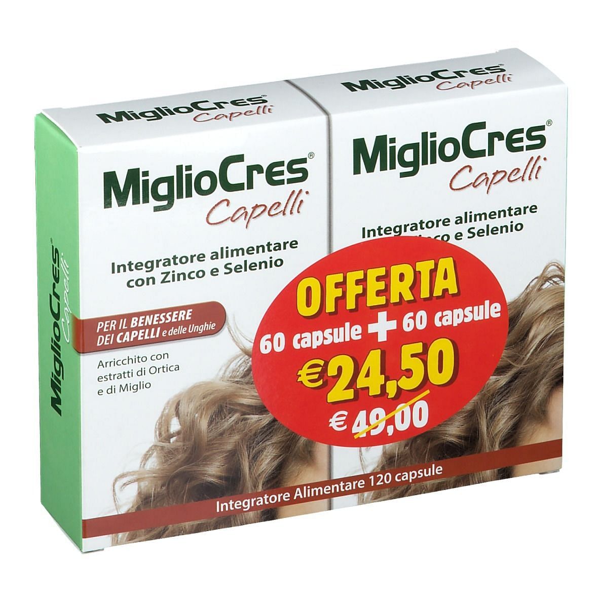 Migliocres Capelli 60 Capsule + 60 Capsule Promozione