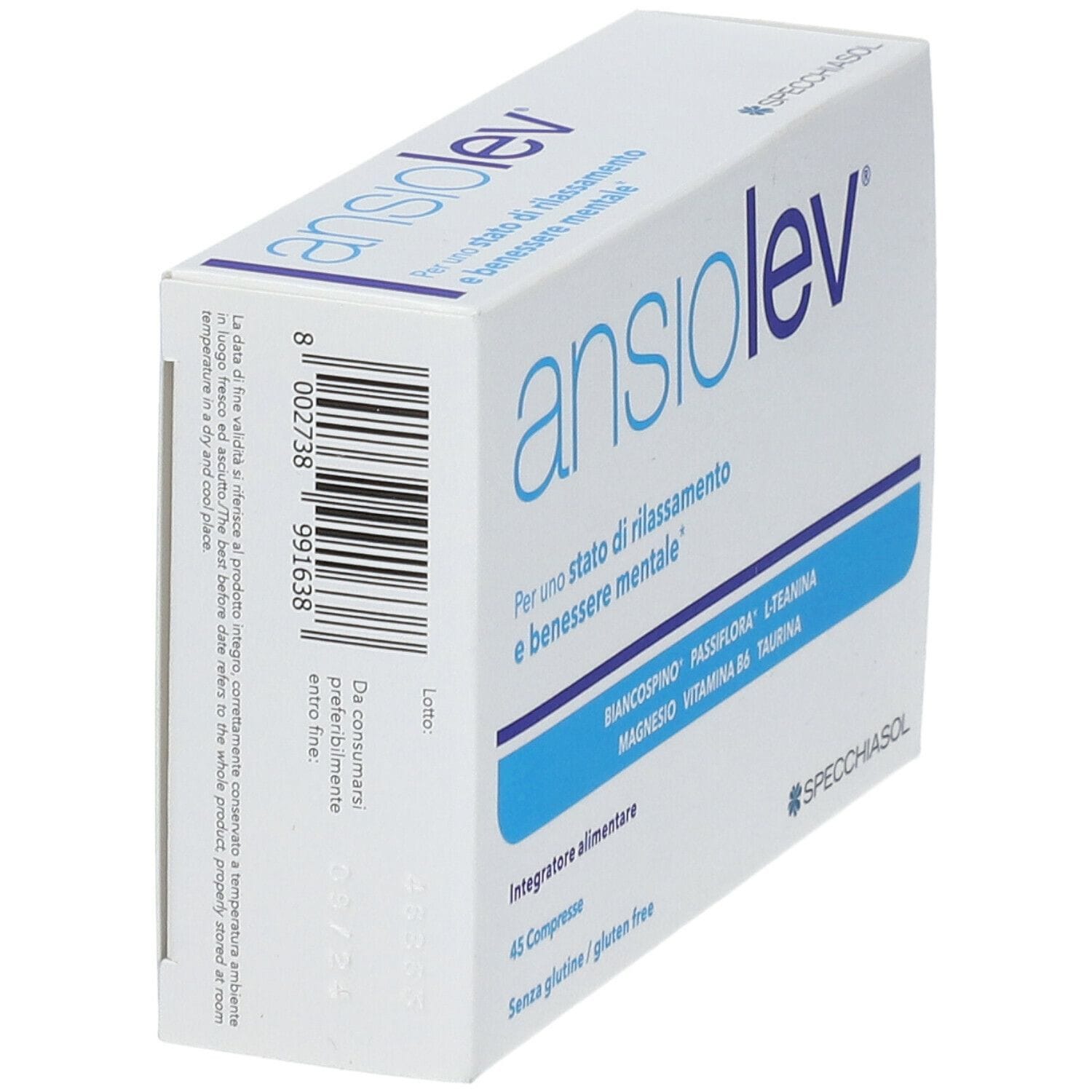 Integratore Ansiolev Specchiasol per relax e stress, 45 compresse