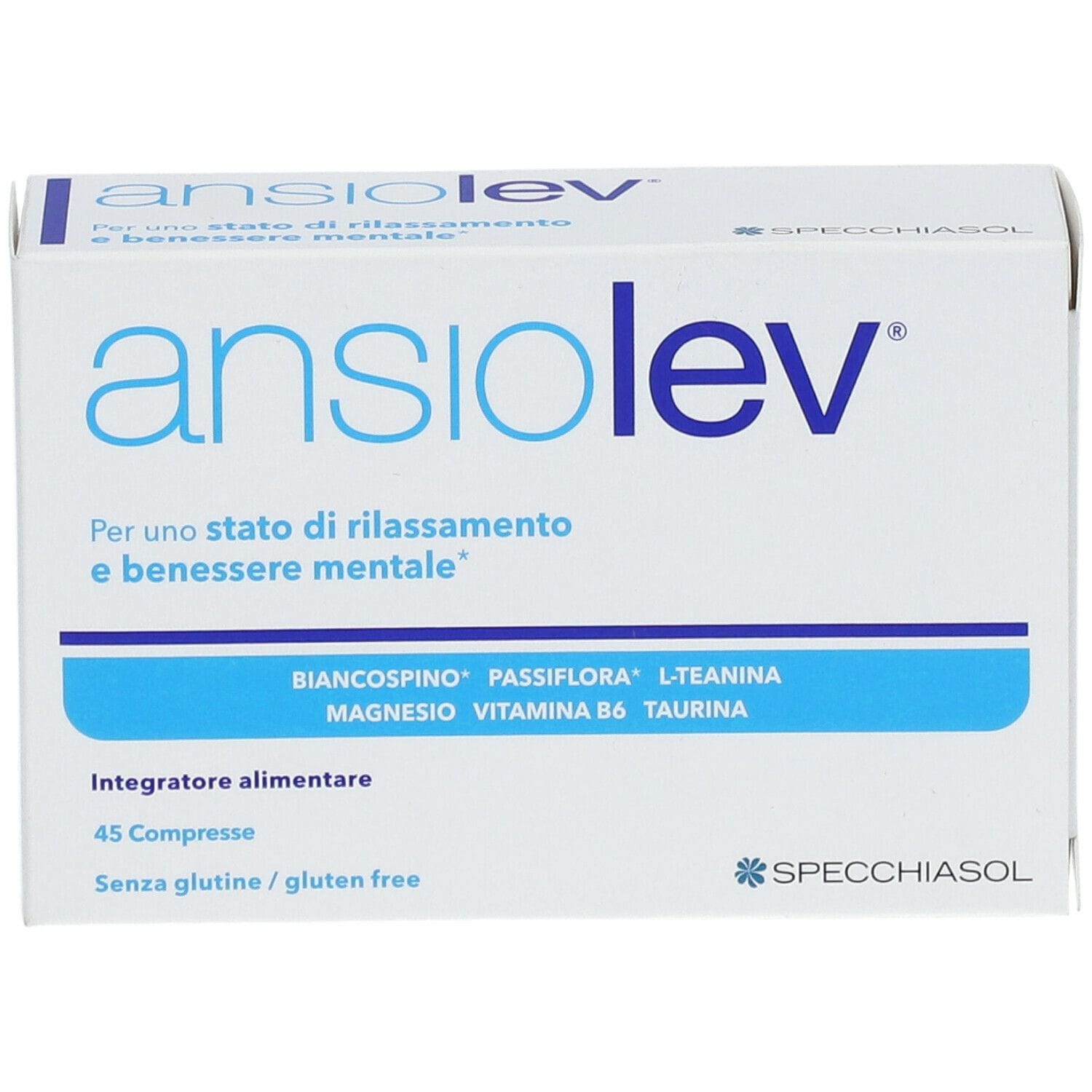 Integratore Ansiolev Specchiasol per relax e stress, 45 compresse