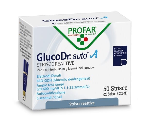 Strisce reattive Profar Gluco DR Auto per glicemia, 50 pz