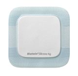 MEDICAZIONE BIATAIN IN SCHIUMA DI POLIURETANO A RILASCIO DI ARGENTO CON BORDO ADESIVO IN SILICONE 7,5X7,5 CM 5 PEZZI