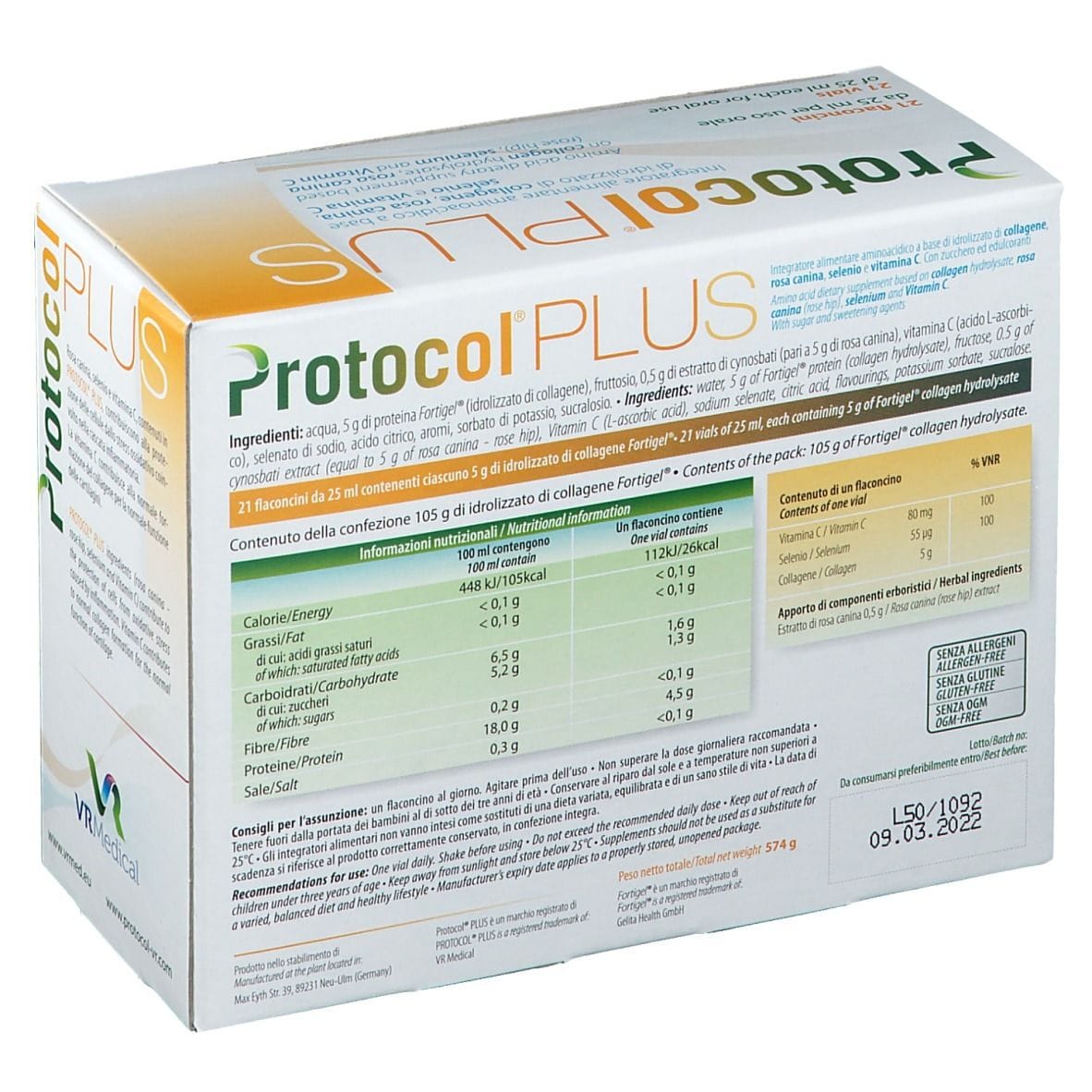 PROTOCOL PLUS 21 FLACONCINI DA 25 ML CON ZUCCHERO ED EDULCORANTI SENZA GLUTINE