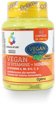 Integratore Vegan Colours of Life 12 Vitamine 3 Minerali, 60 cpr