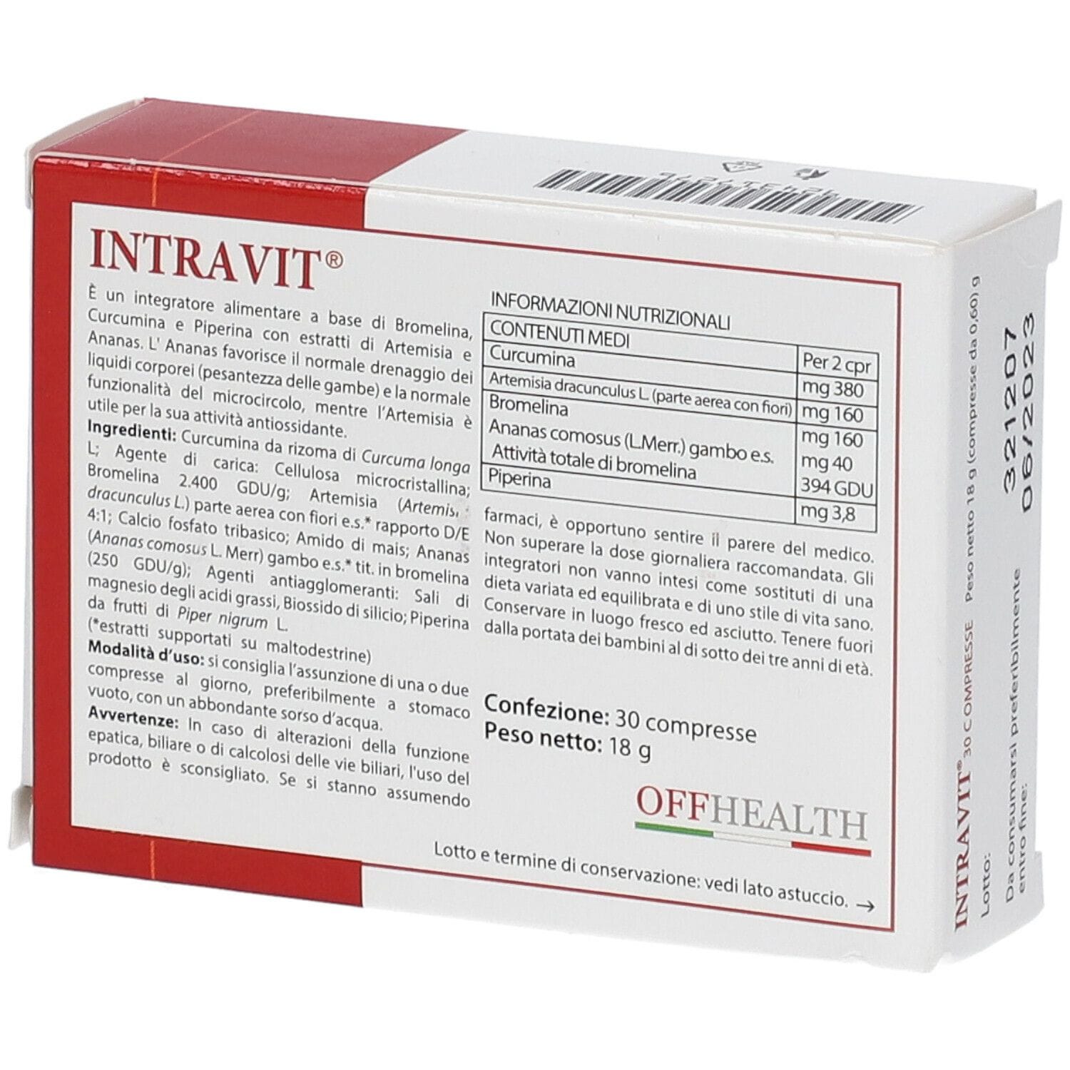 Integratore Intravit per drenaggio e microcircolo, 30 compresse