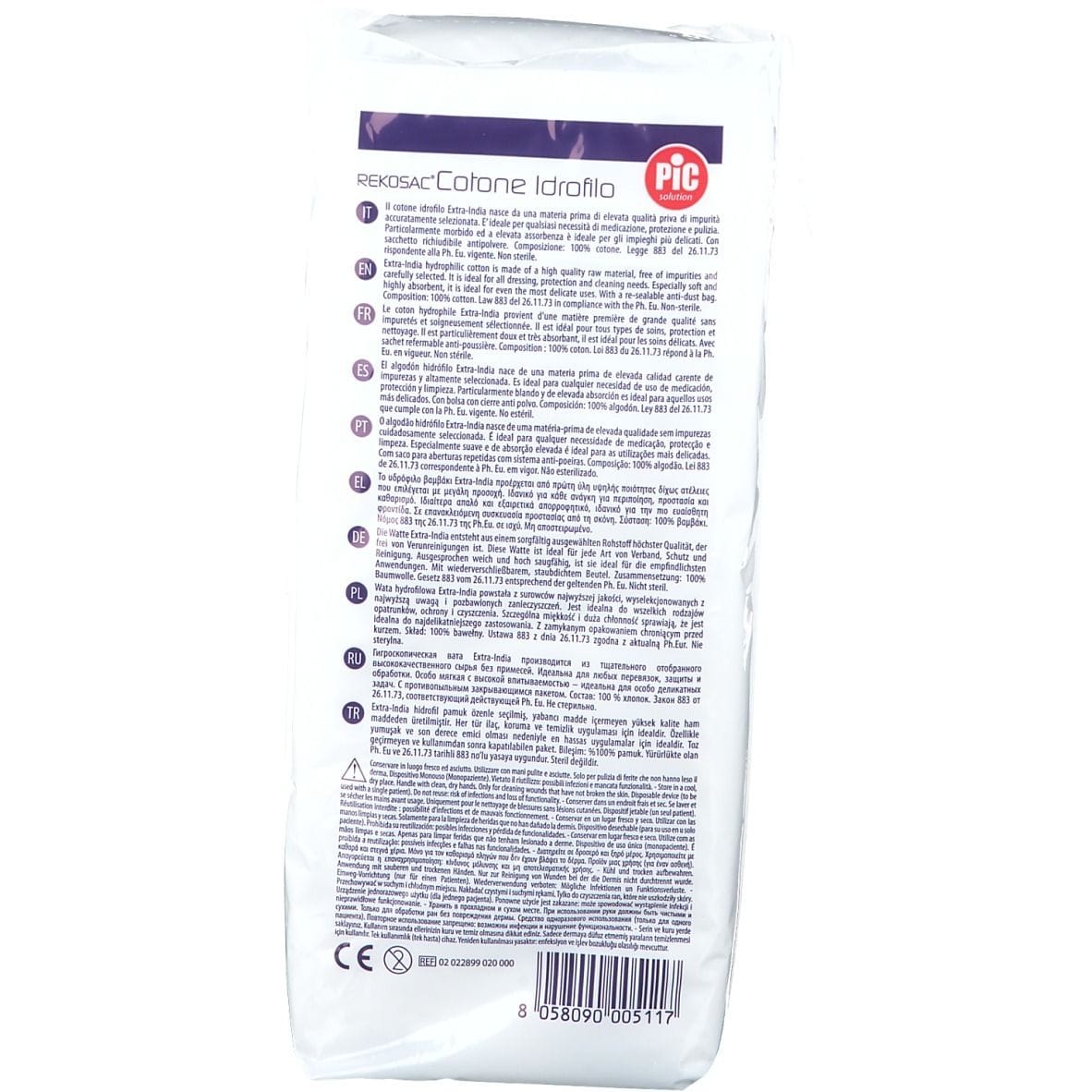 Cotone Idrofilo PIC Rekosac Pretagliato per Medicazione 100g