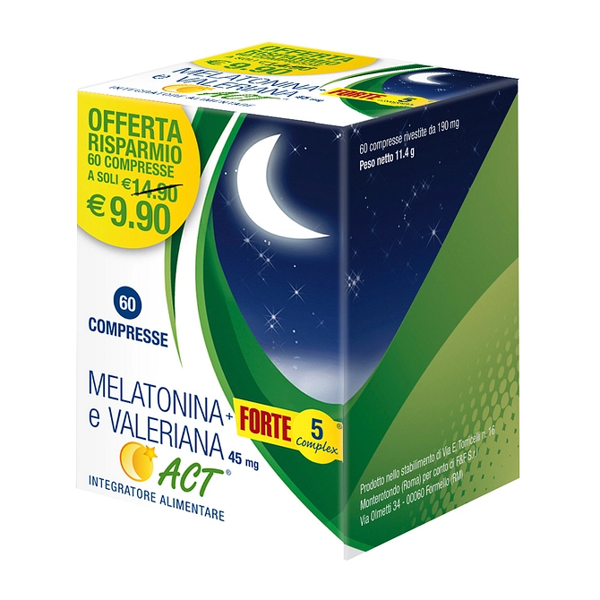 Melatonina Act 1 Mg +Valeriana 5 Forte Complex 60 Compresse