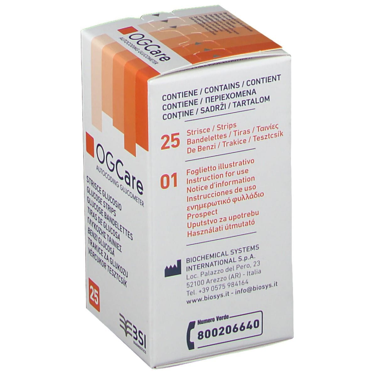 STRISCE MISURAZIONE GLICEMIA OGCARE 25 PEZZI