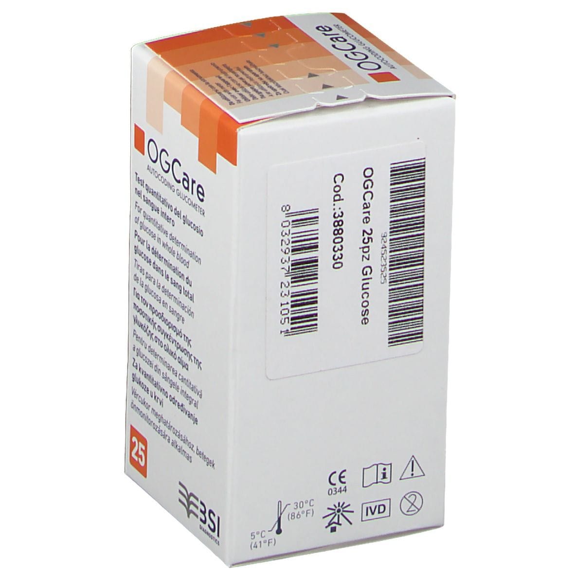 STRISCE MISURAZIONE GLICEMIA OGCARE 25 PEZZI