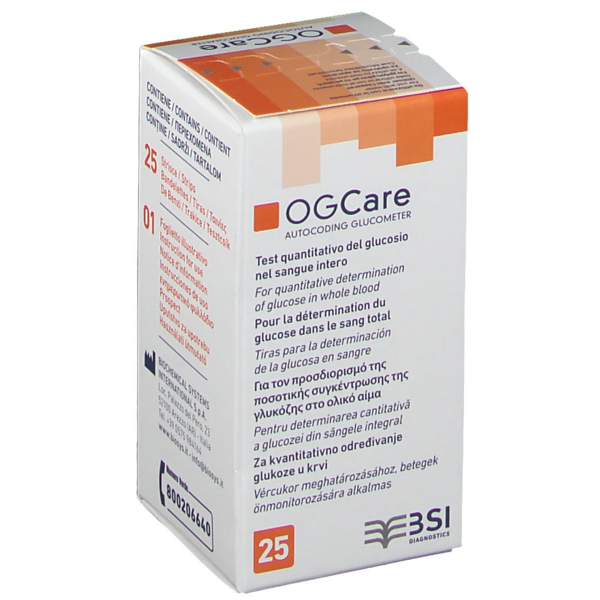 STRISCE MISURAZIONE GLICEMIA OGCARE 25 PEZZI