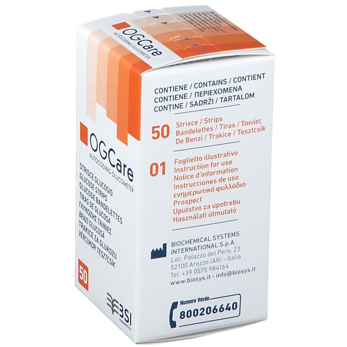 STRISCE MISURAZIONE GLICEMIA OGCARE 50 PEZZI