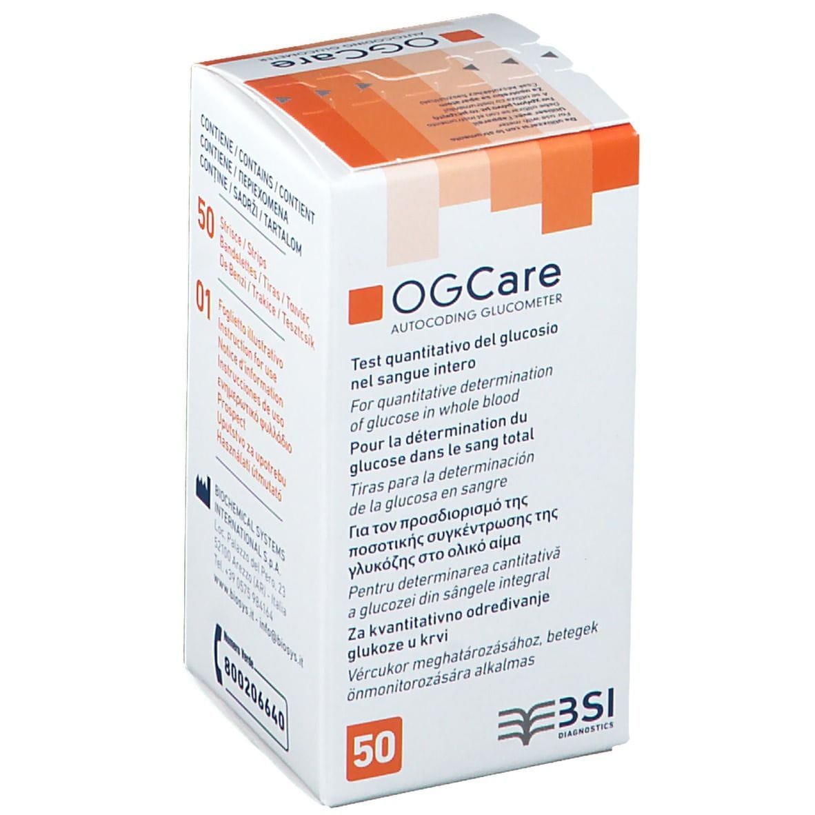 STRISCE MISURAZIONE GLICEMIA OGCARE 50 PEZZI