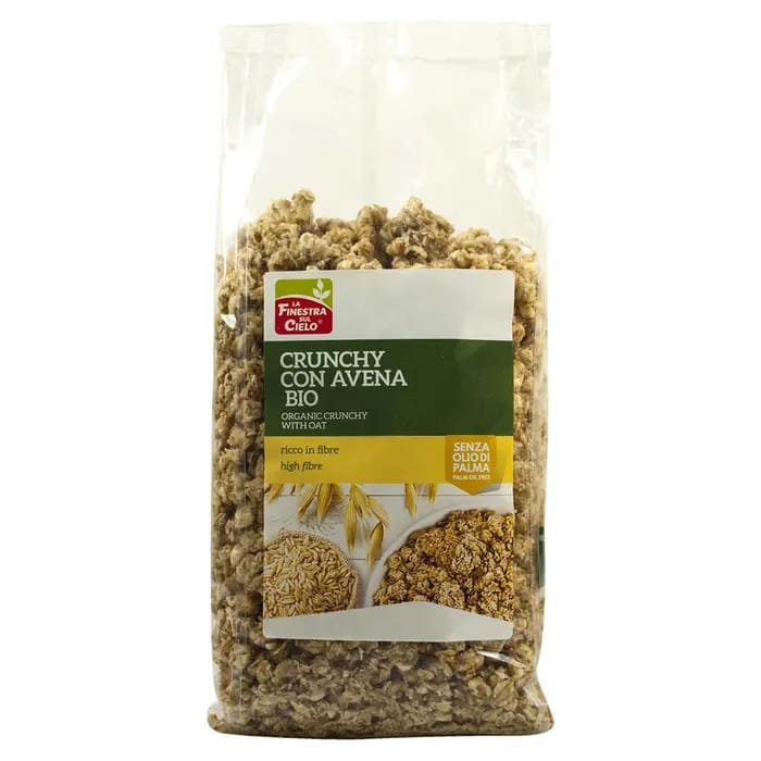 FSC CRUNCHY CON AVENA BIO AD ALTO CONTENUTO DI FIBRE CON OLIO DI GIRASOLE SENZA OLIO DI PALMA 375 G