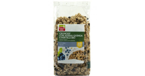 FSC CRUNCHY CON AVENA E CACAO BIO AD ALTO CONTENUTO DI FIBRE CON OLIO DI GIRASOLE SENZA OLIO DI PALMA 375 G