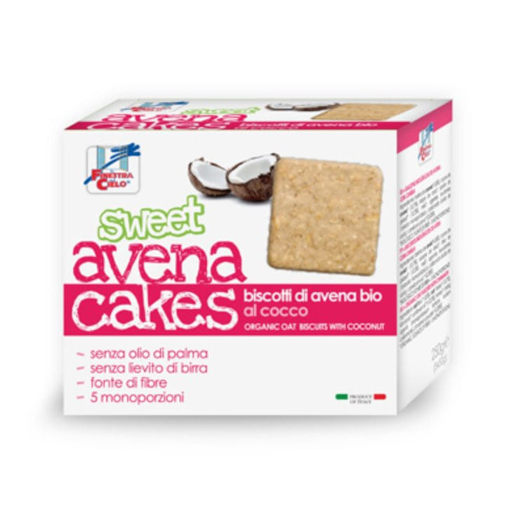 FSC SWEET AVENA CAKES BISCOTTI DI AVENA AL COCCO BIO SENZA LIEVITO DI BIRRA SENZA LATTE CO NOLIO DI GIRASOLE SENZA OLIO DI PALMA 250 G