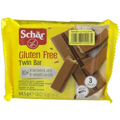 SCHAR TWIN BAR WAFERS RICOPERTI DI CIOCCOLATO AL LATTE 3 PEZZI DA 21,5 G SCHAR TWIN BAR WAFERS RICOPERTI DI CIOCCOLATO AL LATTE 3 PEZZI DA 21,5 G
