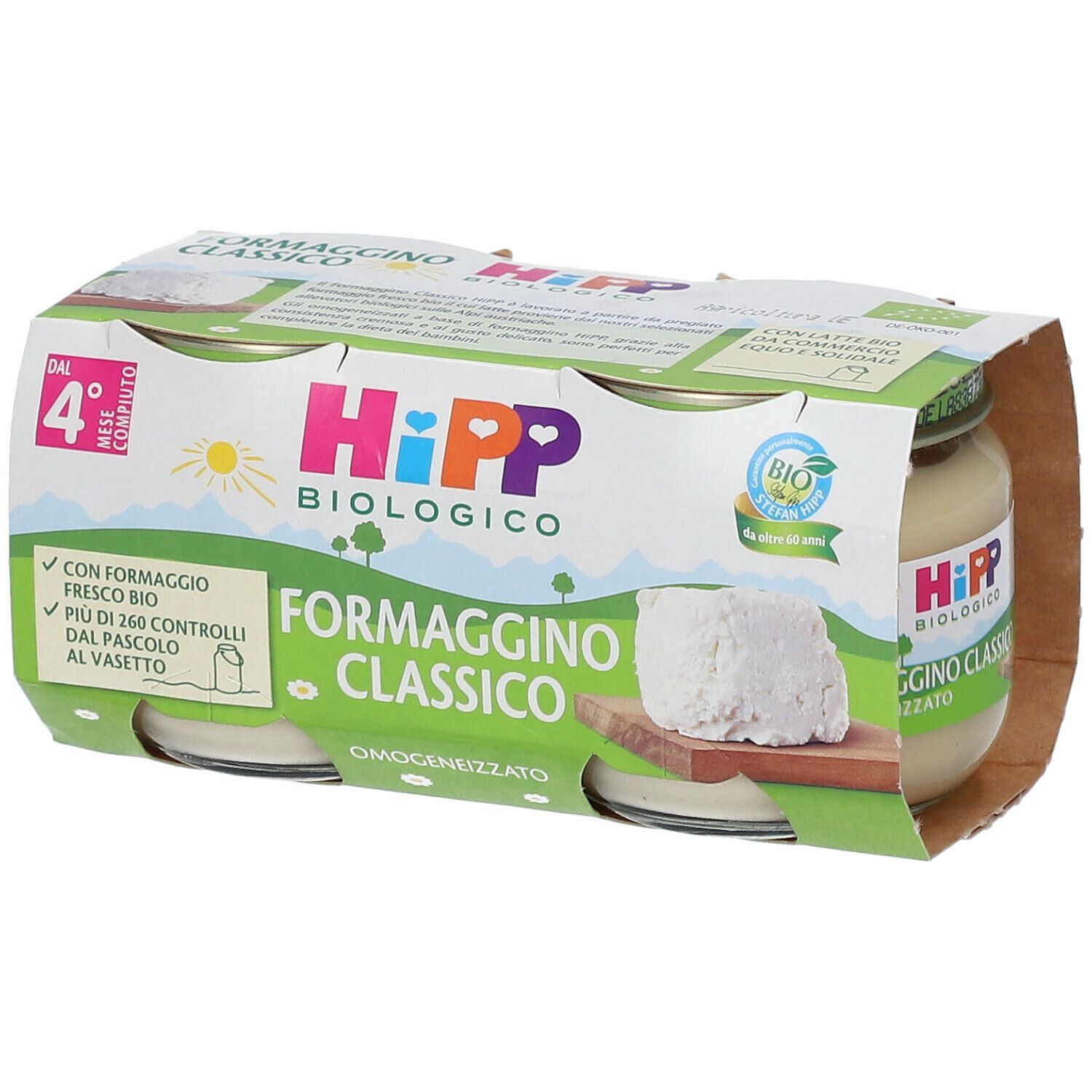 Hipp Bio Omogeneizzato Formaggino Classico 2 X80 G