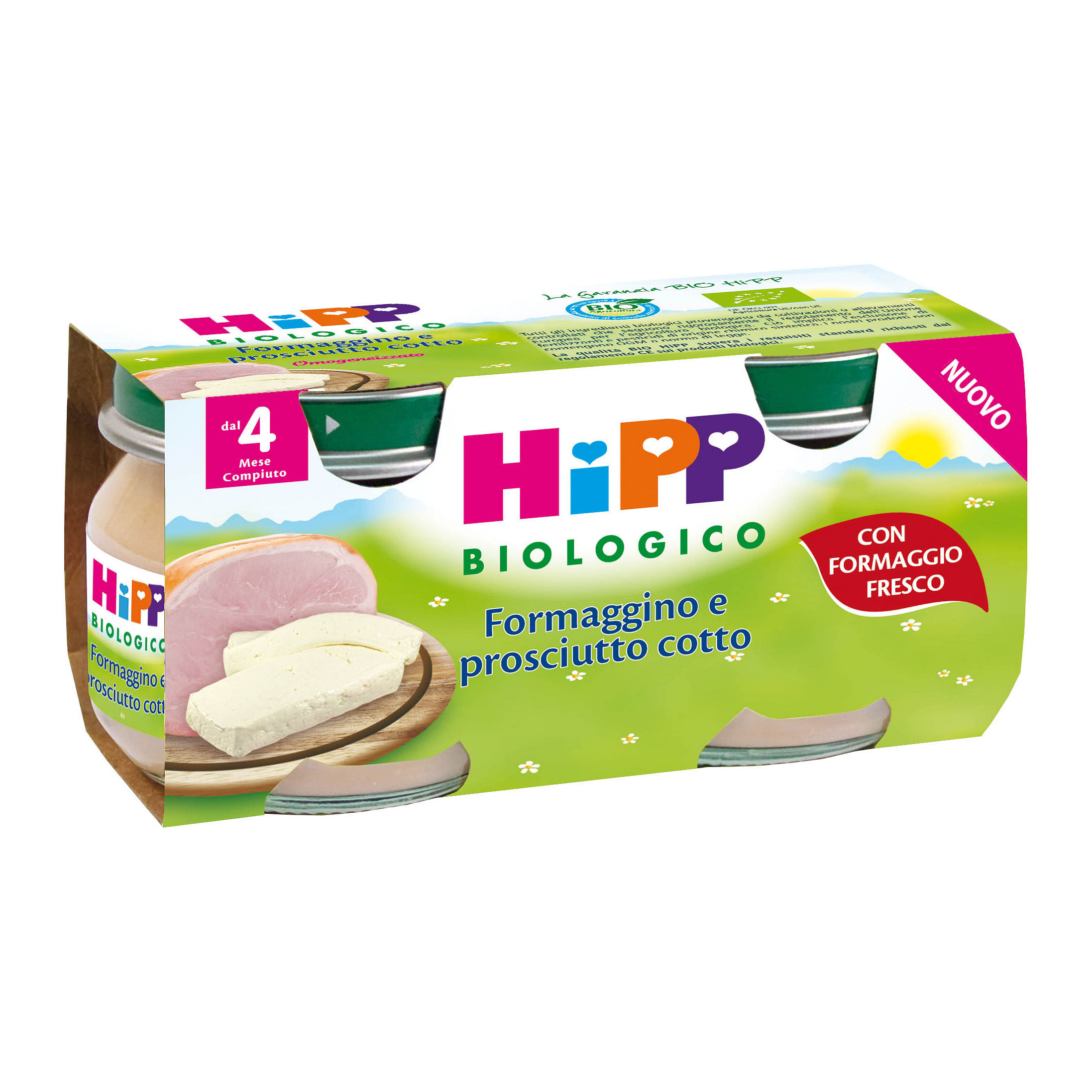 Hipp Bio Omogeneizzato Formaggino Prosciutto 2 X80 G