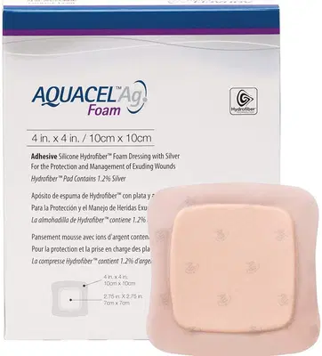 MEDICAZIONE STERILE IN SCHIUMA DI POLIURETANO IDROCELLULARE AQUACEL AG FOAM ADESIVA ASSORBENTE 10X10 CM 10 PEZZI MEDICAZIONE STERILE IN SCHIUMA DI POLIURETANO IDROCELLULARE AQUACEL AG FOAM ADESIVA ASSORBENTE 10X10 CM 10 PEZZI
