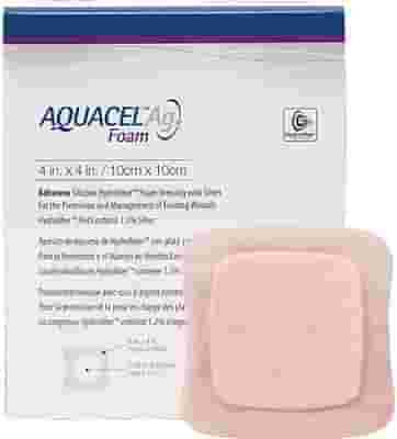 MEDICAZIONE STERILE IN SCHIUMA DI POLIURETANO IDROCELLULARE AQUACEL AG FOAM ADESIVA ASSORBENTE 10X10 CM 10 PEZZI