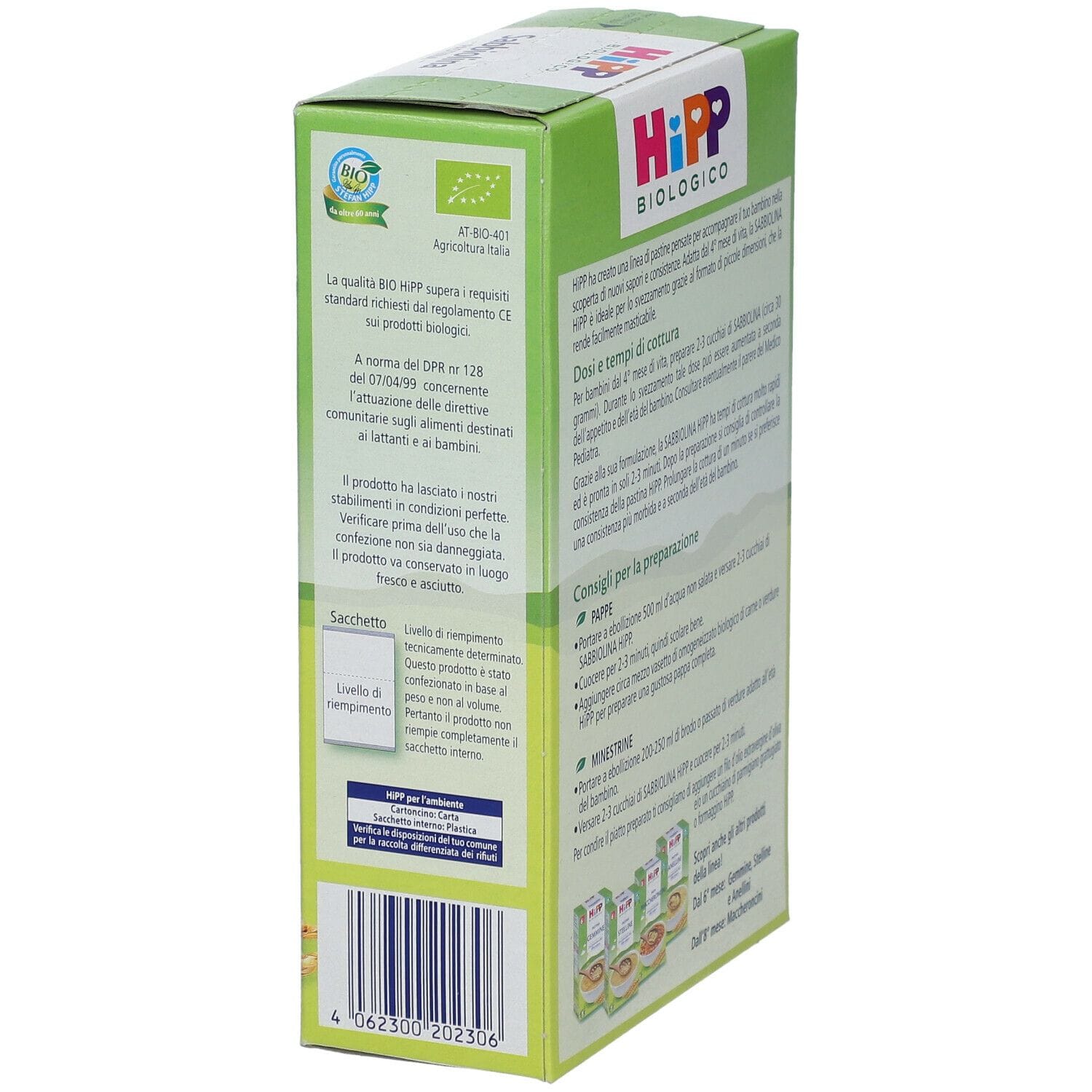 HIPP BIO PASTINA SABBIOLINA 320 G
