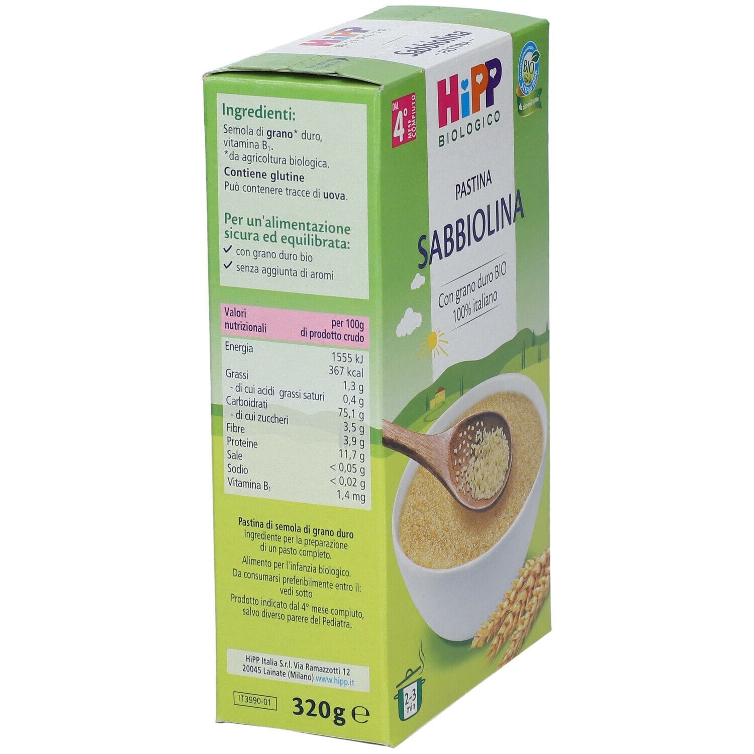 HIPP BIO PASTINA SABBIOLINA 320 G