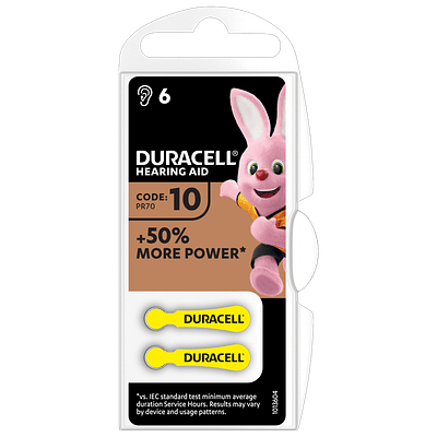 DURACELL ACTIVAIR HEARING AID EASY TAB 10 GIALLO BATTERIA PER APPARECCHIO ACUSTICO 6 PEZZI