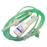 DEFLUSSORE CON REGOLATORE DI FLUSSO A GRAVITA' CON PERFORATORE 5/250ML