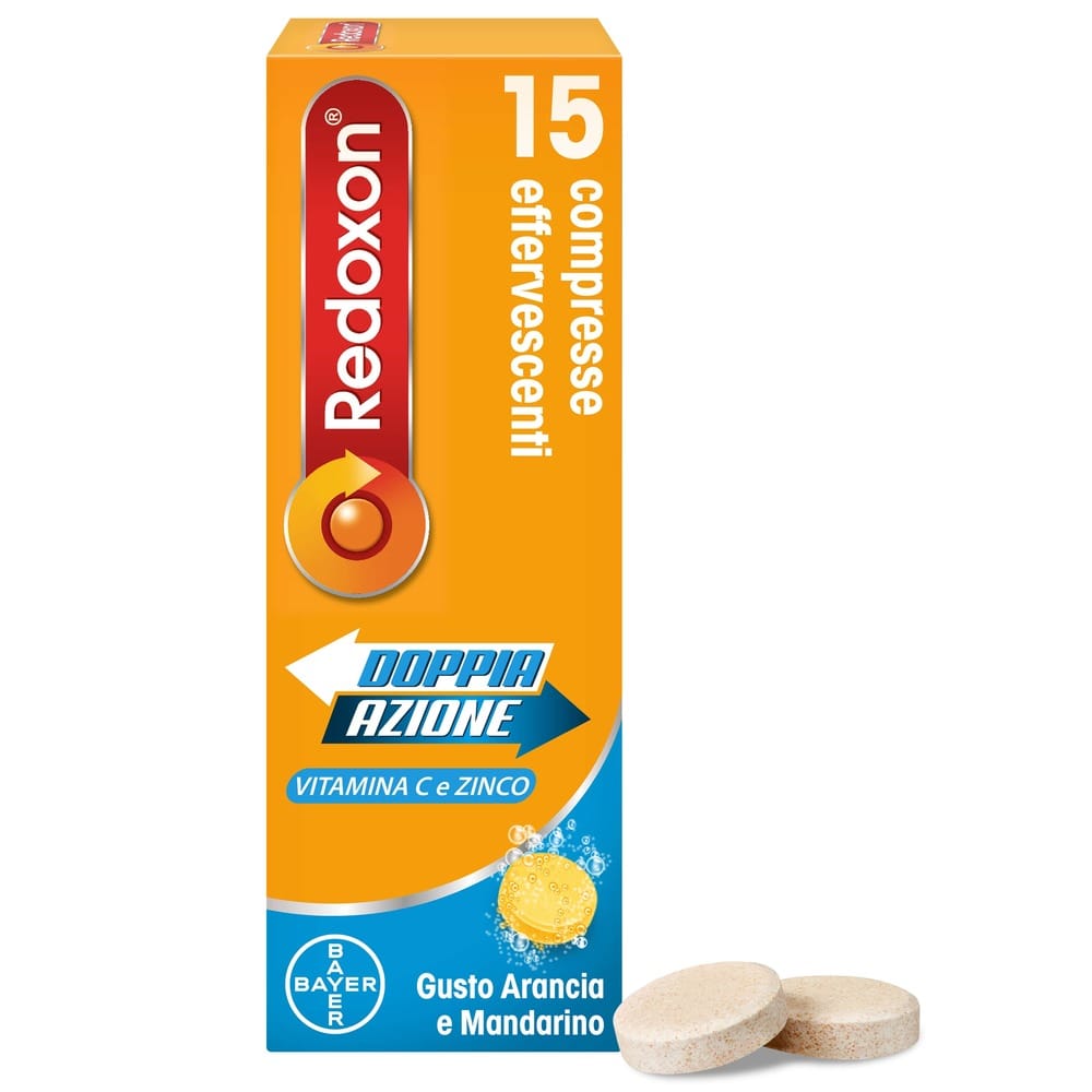 REDOXON DOPPIA AZIONE 15 COMPRESSE EFFERVESCENTI VITAMINA C ZINCO ARANCIA E MANDARINO 45,78 G