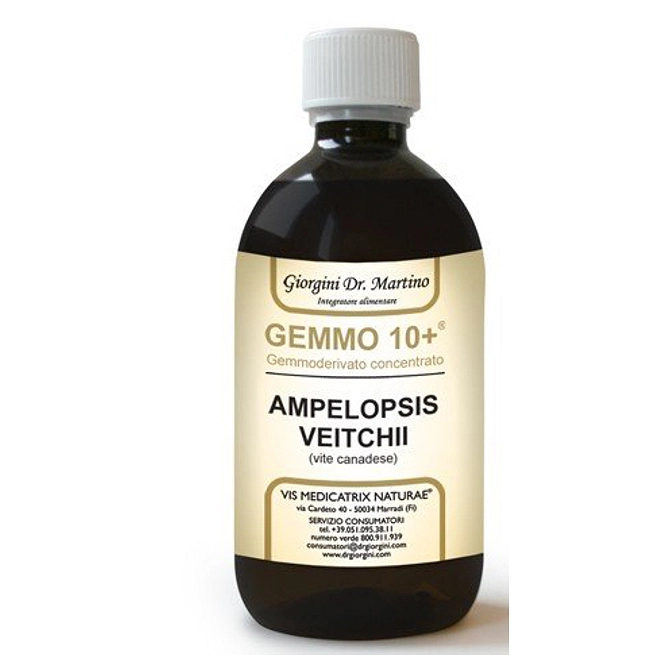 Gemmo 10+ Gemmoderivato Concentrato Liquido Analcolico Ampelopsis Veitchi Vite Canadese 500 Ml